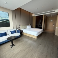 Ensembles de chambre d'hôtel modernes et minimalistes sur mesure avec lit king-size et placard, panneaux revêtus de phosphate de trisodium, pour maison de vacances
