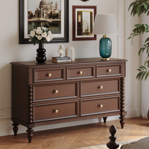 Commode contemporaine en chêne blanc FAS importé d'Amérique du Nord, pieds noirs, sept tiroirs, coffre de rangement pour chambre à coucher, deux finitions - Product Image 4