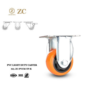Werkseitige mittelschwere Lenk rollen 3/4/5 Zoll orange PVC mit kugellager hochs icht barem Nachlauf für verschiedene Anwendungen - Product Image 1