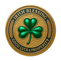 Pièce de monnaie commémorative irlandaise pour la Saint-Patrick, artisanat métallique, décoration sur le thème de la foi et de la chance, souvenir folklorique
