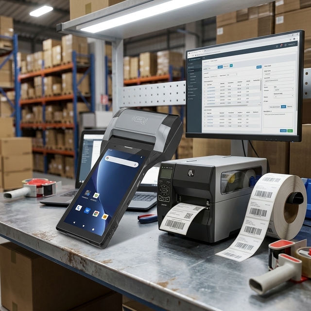 6 Inch Rugged Handheld Android POS Terminal Scanner PDA with 30-80mm Adjustable Thermal Receipt Printer Support 4G WIFI NFC OEM