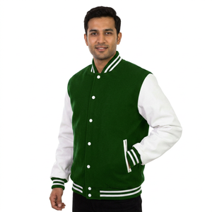 Nouvelle veste de baseball universitaire pour homme, style marron, à capuche, col montant, logo frontal, respirante et coupe-vent - Product Image 1
