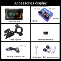 Navigasi GPS Motor dengan Wireless CarPlay, Android Auto, Musik Bluetooth, Panggilan Handsfree, Tahan Air IPX7, Layar Motor