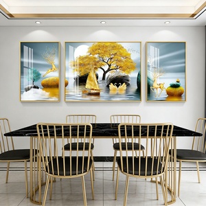 Decoración Vibrante para Pared de Pasillo, Arte Colorido para Iluminar el Pasillo, Pintura Abstracta de Paisaje en Tres Piezas, Lámpara LED de Porcelana de Cristal - Product Image 2