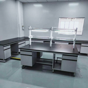 Laboratorio Químico de isla, banco de trabajo, marco de acero, gabinete de madera, mesa de trabajo electrónica - Product Image 5