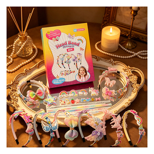 DIY Headwear Accessories Set Children Mermaid <b>Rainbow</b> <b>Sequin</b> Stickers Hair Hoop Craft Toy Party Favor Present Gift - Product Image 3
