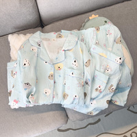 Ensemble pyjama deux pièces en coton tricoté pour femme, taille élastique douce, vêtements de détente, personnalisable B2B, collection printemps-été