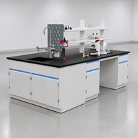 Table de laboratoire tout acier avec étagère à réactifs, résistante à la corrosion, en résine époxy, pour commande en gros, idéale pour les laboratoires universitaires
