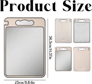 Planche à découper beige en titane, résistante aux rayures, double face, en acier inoxydable, durable, compatible lave-vaisselle, 36,4x25x80cm pour la cuisine - Product Image 2