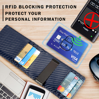 Dompet Pria Lipat Panjang Minimalis Ukuran Besar Anti-RFID dengan Lapisan Kulit Imitasi Murah, Serat Karbon Custom, dan Lapisan Nilon