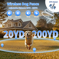 Clôture pour chien 2 en 1 GPS sans fil Télécommande Collier de dressage pour chien Force d'avertissement réglable Pas de carte SIM Clôture électrique pour chiens