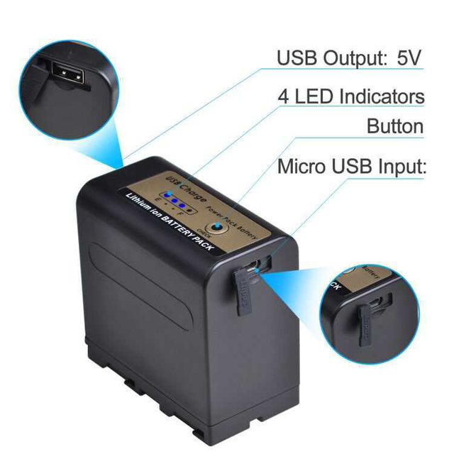 TL MEDIA NP-F970 7.2V 6600mAh Rechargeable Lithium-Ion Camera Battery for with 8.4V Charging Limit