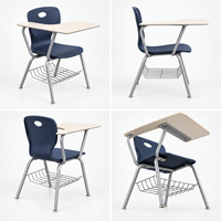 Chaise d'école pliable DJA moderne, durable, en plastique rigide, avec tablette d'écriture, design ergonomique, écologique, garantie 15 ans