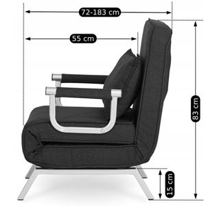 Ghế sofa gấp đa năng 5 trong 1, màu đen xám, bền, có thể điều chỉnh, gấp gọn, có gối, bán buôn từ nhà máy - Product Image 3