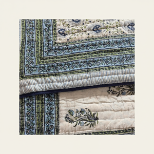 Juego de cama de gasa de algodón orgánico puro 100% indio edredón hecho a mano Reversible Razai bloque de mano impreso Patchwork cálido edredón para el hogar - Product Image 1