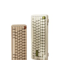 Clavier mécanique USB trois modes pour femmes, élégant, polyvalent, rétroéclairé, touches silencieuses, interrupteurs remplaçables à chaud, bouton de volume pour ordinateur de bureau