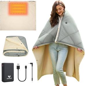 3段階温度調節 厚手 キャンプ用ヒーテッドブランケット ウェアラブルヒーテッドスローブランケット 肩・首用ショール - Product Image 1