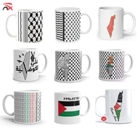Mug en céramique personnalisé avec logo, motif carte palestinienne et imprimé pastèque, 11 oz, blanc, pour café et thé, souvenir de Palestine