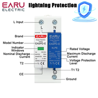 Parafoudre domestique EARU ELE 2/4P AC SPD 1P+N-PE 20KA 40AK 50KA T1 T2 275V 385V Dispositif de protection contre les surtensions basse tension EASPD-E