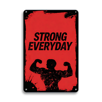 Letrero Metálico Plano para Gimnasio, Impresión 2D, Decoración de Pared con Silueta Motivacional para Entrenamiento, para el Hogar, Gimnasio, Garaje, Sala de Entrenamiento