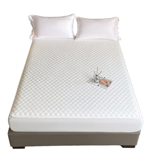 Protège-matelas matelassé <span class=keywords><strong>imperméable</strong></span> en flanelle blanc, respirant, antidérapant, motif losanges, 300 fils, qualité hôtelière - Product Image 1