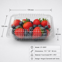 Boîte d'emballage en PET à charnière de haute clarté de qualité alimentaire pour les fraises, idéale pour les produits frais des supermarchés