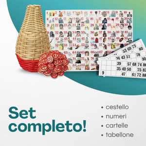 La Tombola Napoletana con 48 Cartelle, Tabellone Smorfia, 90 Números de Madera y Cesta de Mimbre - Product Image 2