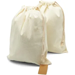 ロゴ付きのパーソナライズされたカスタム巾着袋ラウンドコットンキャンバスリネンギフト巾着ダストバッグキャンバスコットン巾着袋
