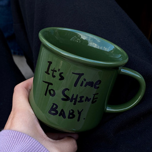 Lelyi français rétro <span class=keywords><strong>armée</strong></span> vert anglais lettre tasse en céramique minimaliste tasse à café cadeau - Product Image 2