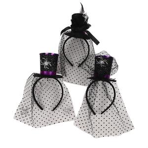 Diademas de Encaje con Velo de Halloween, Lindas Diademas de Bruja con Araña - Product Image 1