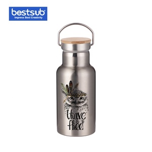 Sublimación de acero inoxidable de 350ml botella de 12oz de vaso de agua de la tapa de bambú taza con mango BW30S-350 - Product Image 2