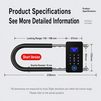 Serrure en U étanche TUYA à empreinte digitale pour verre/bois, usage bureau, accès double porte par mot de passe/carte, compatible WiFi Tuya