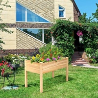 Jardinière de jardin surélevée classique en bois massif avec doublure pour plantes pour la maison et la plantation de légumes