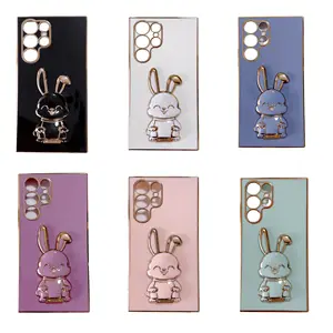 Girl's Cute Chinese Rabbit Year Electroplated Phone case Holder Bracket For Samsung S21 S22 S23 Ultra Plus