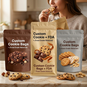 Custom Cookie Bags Stand Up Pouches Zipper Top Food Grade Material Digital Printing Laminated BOPP Resealable for Snacks - Product Image 2