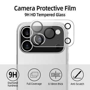 Protector de Lente de Cámara de Vidrio Templado para Teléfono, con Pegamento Completo, 9H, Anti-Rayones, Fácil de Instalar, para iPhone 16 17 Pro Max - Product Image 2