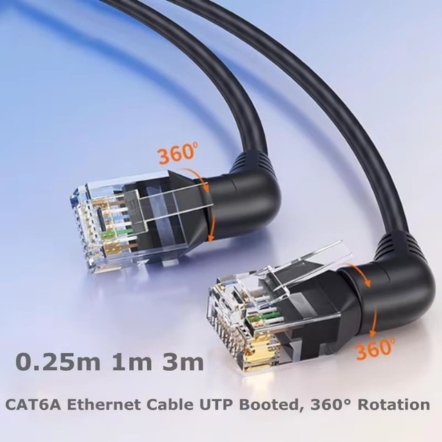 CAT6A Ethernet Cable 360 Degree Rotatable CAT6A Networking Cable RJ45 Connectors 10Gbps 500MHz Patches Cord