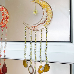 Décoration suspendue attrape-soleil en forme <span class=keywords><strong>de</strong></span> lune avec copeaux <span class=keywords><strong>de</strong></span> cristal et pierres <span class=keywords><strong>semi</strong></span>-précieuses, <span class=keywords><strong>arbre</strong></span> <span class=keywords><strong>de</strong></span> <span class=keywords><strong>vie</strong></span> 7 chakras - Product Image 3
