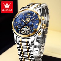 Montre OLEVS 9910 Originale pour Homme, Montre de Sport Creuse de Luxe de Grande Marque, Montre-Bracelet à Quartz Étanche et Tendance