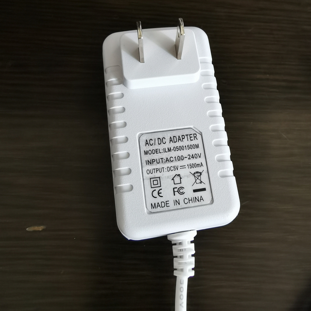 AC US 5V1.5A White Power Charger with 1.5M Cable and Micro USB DC Connector Wall Power Adapter