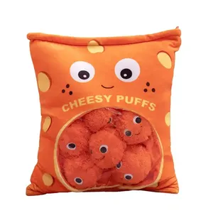 Wholesale Simulation 48cm*38cm Cuddly Pudding Bag Candy Bag Plush Mini Balls of Cookie Puff Newt Axolotl Food Plush Pillow