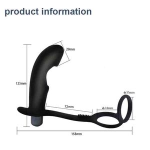 Negozio di Sex Toys: <span class=keywords><strong>Plug</strong></span> Anale con Anello Fallico, Vibratore per Ritardare l'Eiaculazione, Massaggiatore Prostatico, Dildo Vibrante, Vibratore Anale Maschile - Product Image 3