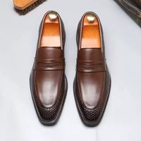 Nouvelles chaussures pour hommes, taille 37-48, à bout fermé, style britannique, couleur unie, pour le bureau, à semelle souple et légère