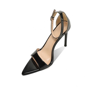 Sandali Moncheer da Donna <span class=keywords><strong>Neri</strong></span> in Vernice <span class=keywords><strong>con</strong></span> Cinturino <span class=keywords><strong>alla</strong></span> <span class=keywords><strong>Caviglia</strong></span>, Tacco a Spillo, Eleganti, Punta Aperta, Leggeri, Antiscivolo, Estivi - Product Image 3