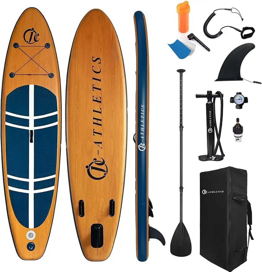 Belle couleur bois prix de gros haute qualité 10.8 pieds Surf gonflable Stand Up Paddle Board pour les sports nautiques en famille