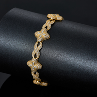 Bracelet Hip Hop tendance en argent S925, design trèfle à quatre feuilles, chaîne cubaine, unisexe, bracelet en moissanite, cadeau idéal