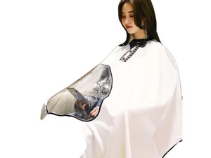Capa de Peluquería Profesional con Ventana Transparente, Impermeable, de Alta Gama, en Blanco y Negro - Product Image 2