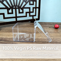 Contenants carrés jetables en plastique PS transparent pour gelée, coupes à dessert avec couvercle, boîtes à mousse, emballage alimentaire personnalisable – Vente en gros