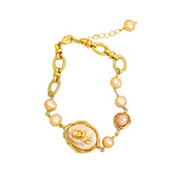 Bracelet de perles d'eau douce naturelles de style baroque pour femmes, design floral tendance, bijoux élégants, accessoires cadeaux