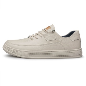 Zapatos de Hombre con Punta Redonda para Primavera, Otoño y Verano, Parte Superior de Piel Vacuna, Transpirables, Casuales, Blancos, con Suela Gruesa, Deportivos, de Microfibra - Product Image 3